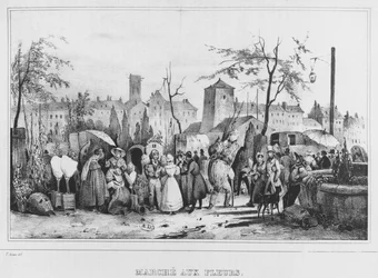 The Flower Market in Paris, 1834